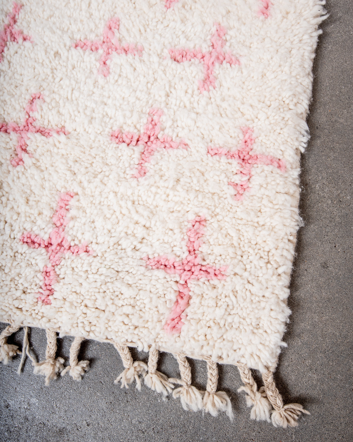 Modern, designer, handcrafted Berber rug from Morocco. Beniourain carpet with beautiful colours and patterns and fluffy wool texture.